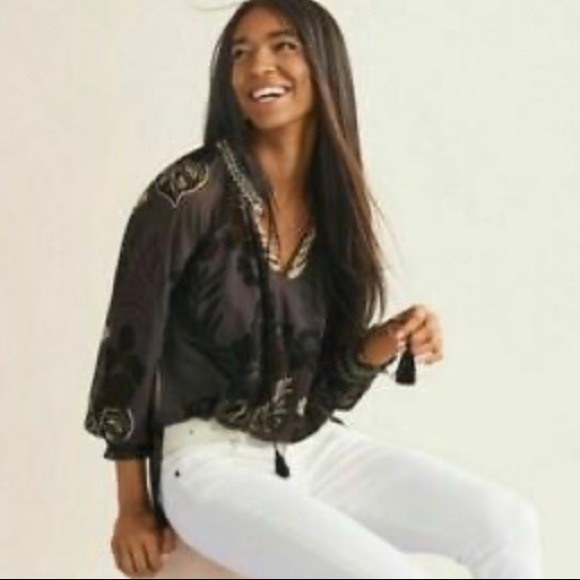 CABI #5597 Sheer Tropical Aloha Peasant Blouse Size Small - Picture 3 of 12